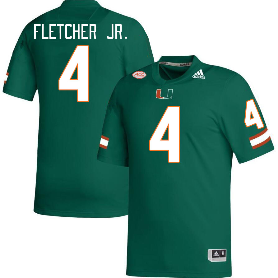 Men #4 Mark Fletcher Jr. Miami Hurricanes College Football Jerseys Stitched-Green